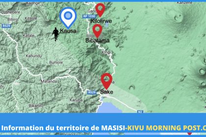 Carte géographique de la province du nord-kivu dans le territoire de Masisi