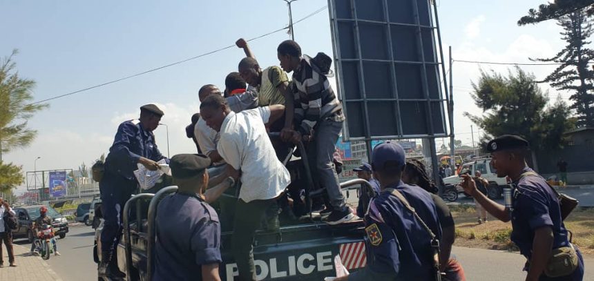 Arrestation des militants de la LUCHA par les policiers dans la ville de Goma