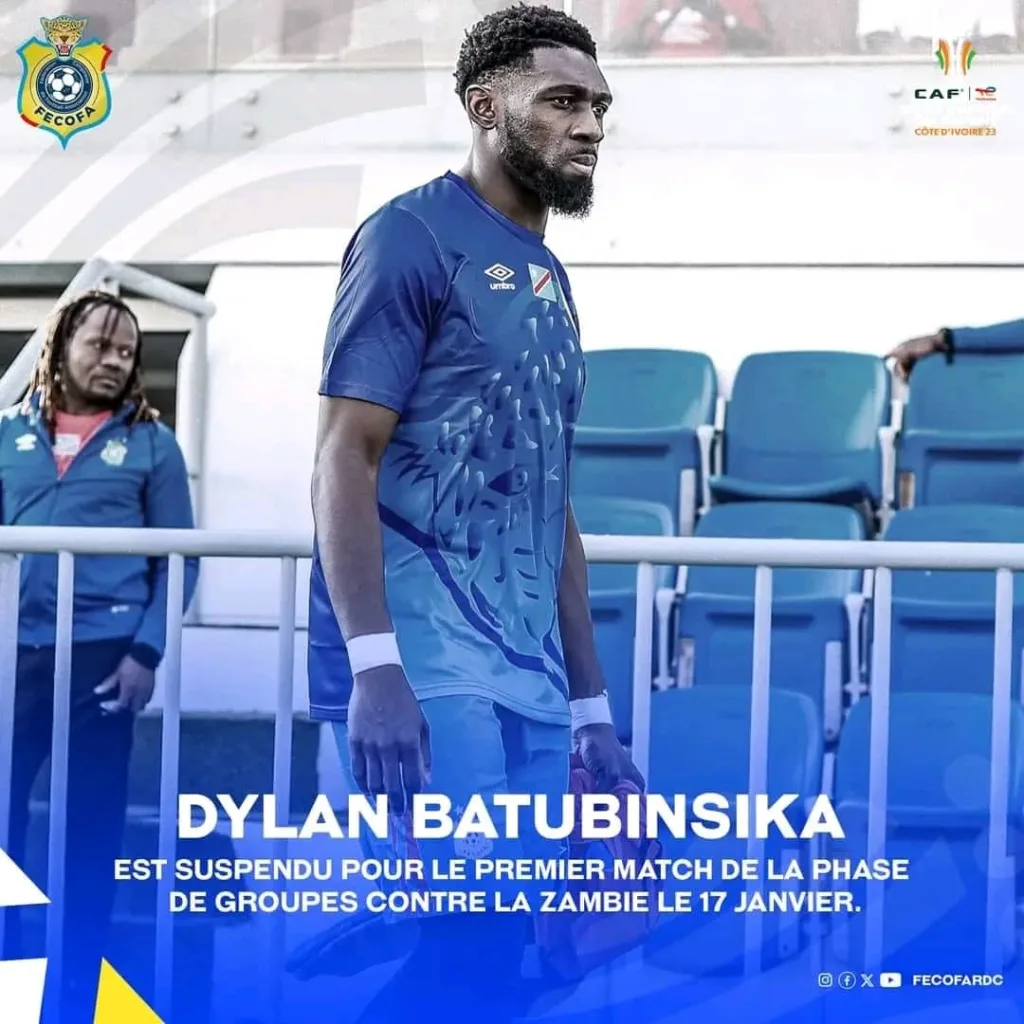 Le défenseur international congolais Dylan Batubinsika est suspendu pour le premier match de la phase finale de la CAN