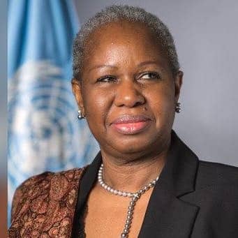 Secrétaire général des Nations Unies et Cheffe de la Mission de l'Organisation des Nations Unies pour la stabilisation en RDC, Bintou Keita