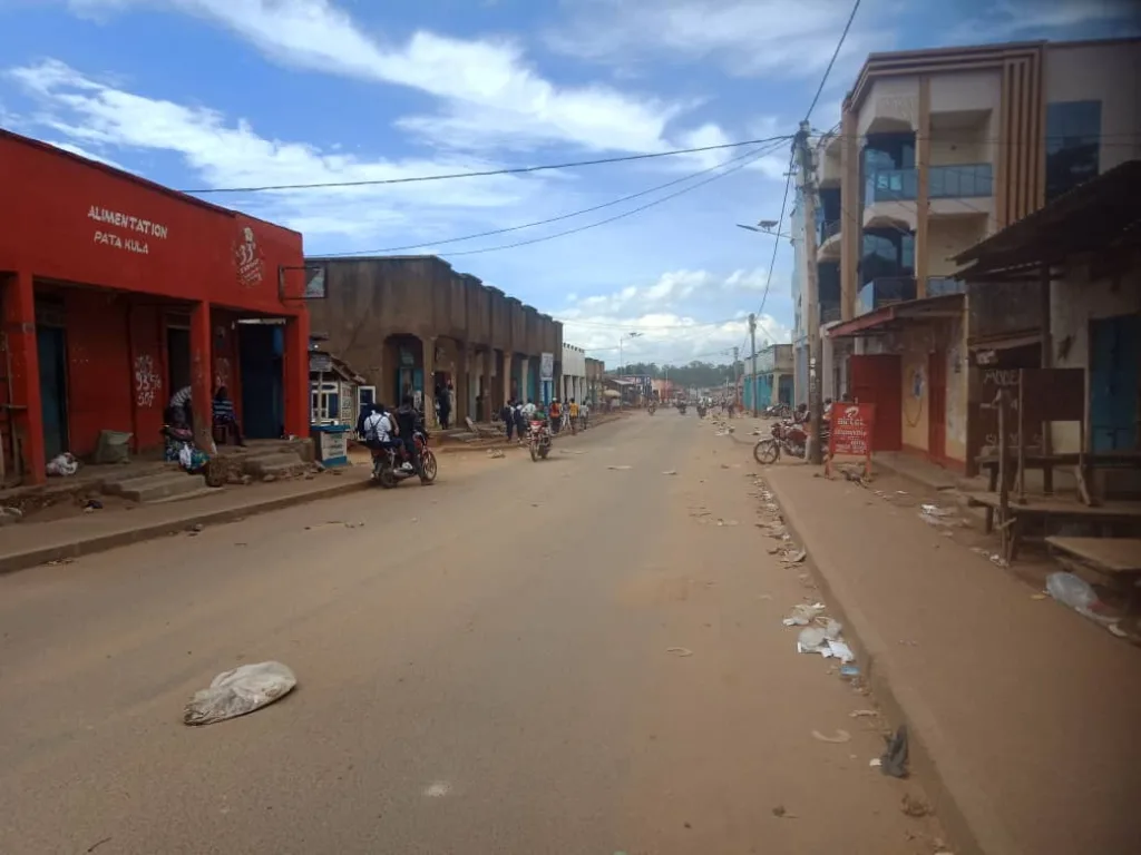 Vue du centre commercial de Matonge, en commune de Mulekera lors de manifestation improvisée des écoliers ce lundi 15 avril