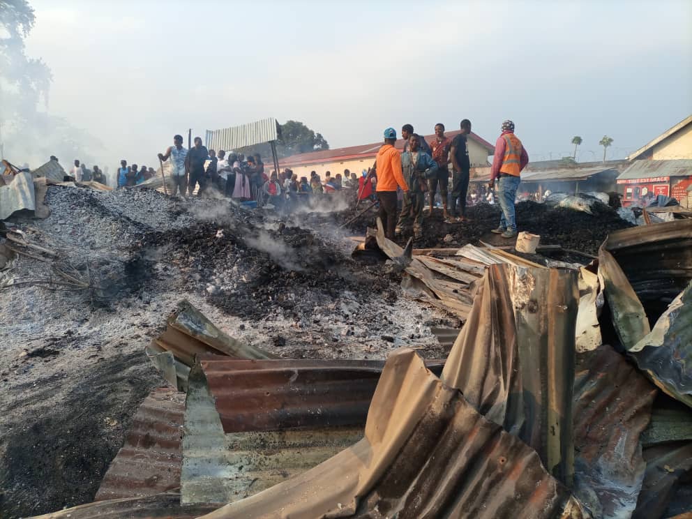 Photo d'illustration : Incendie du petit marché dit "Mayangose" en ville de Beni près de l'hôpital général de référence de Beni